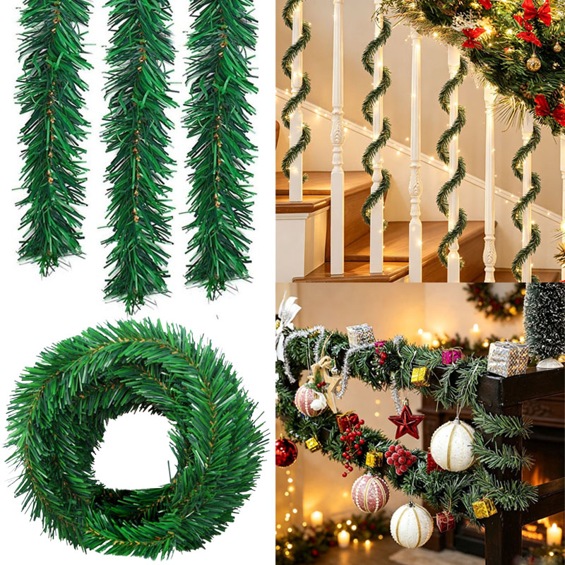 Tinsel Garland Decoration - Zielona girlanda świąteczna z sosny, dekoracyjna