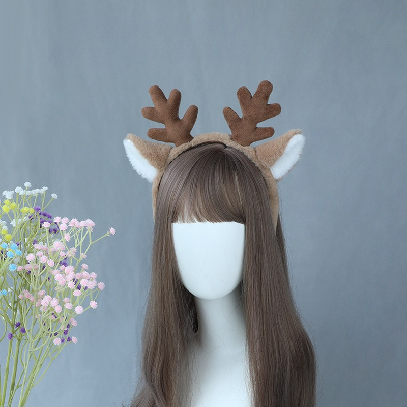 Reindeer Antlers Headband - Opaska Świąteczna Kostium Uszy Renifera Futrzane