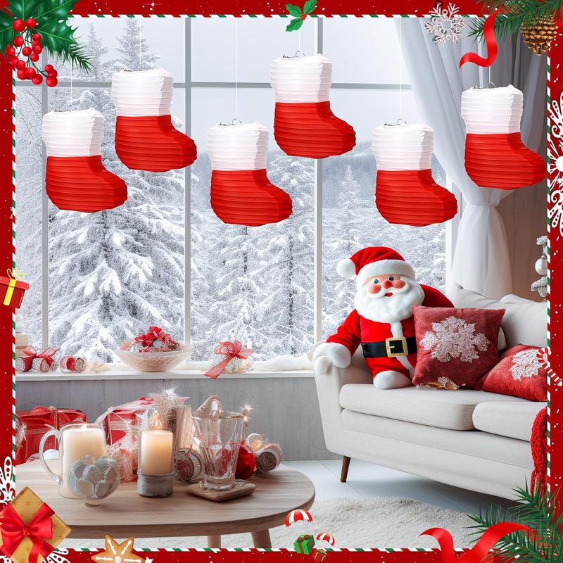 Christmas Stocking Hanging - 1 szt. papierowych lampionów świątecznych, papierowych