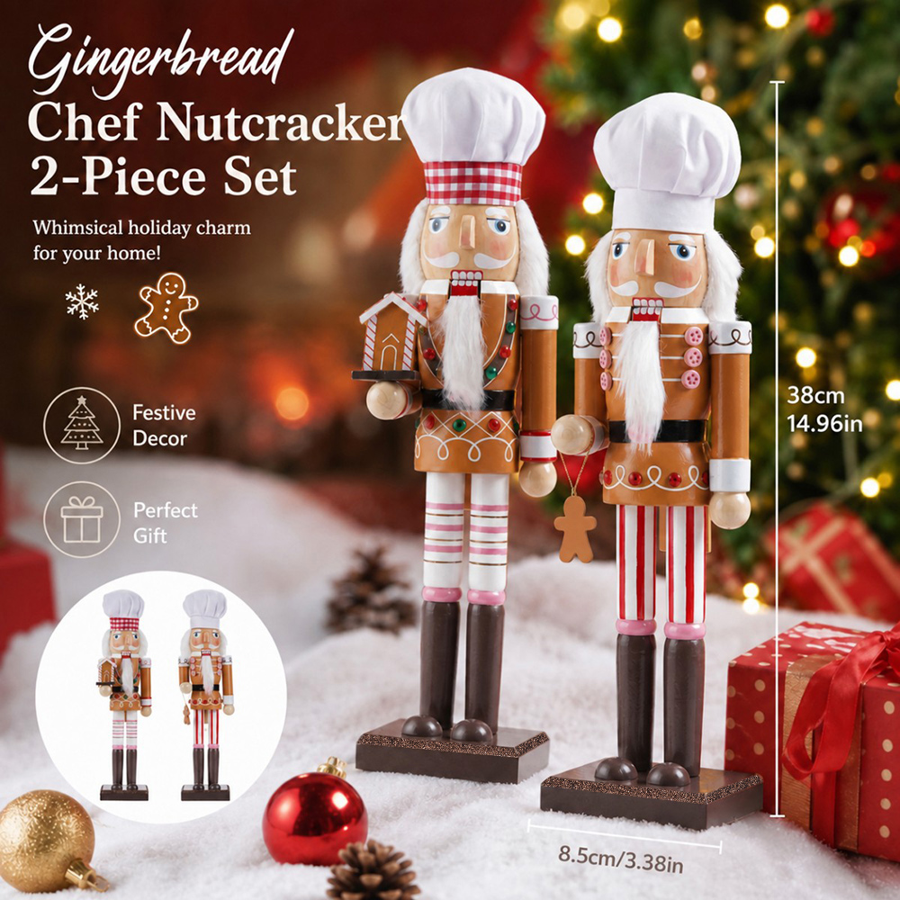 Nutcracker Figurine - 38CM Świąteczny Dziadek do Orzechów Drewniana