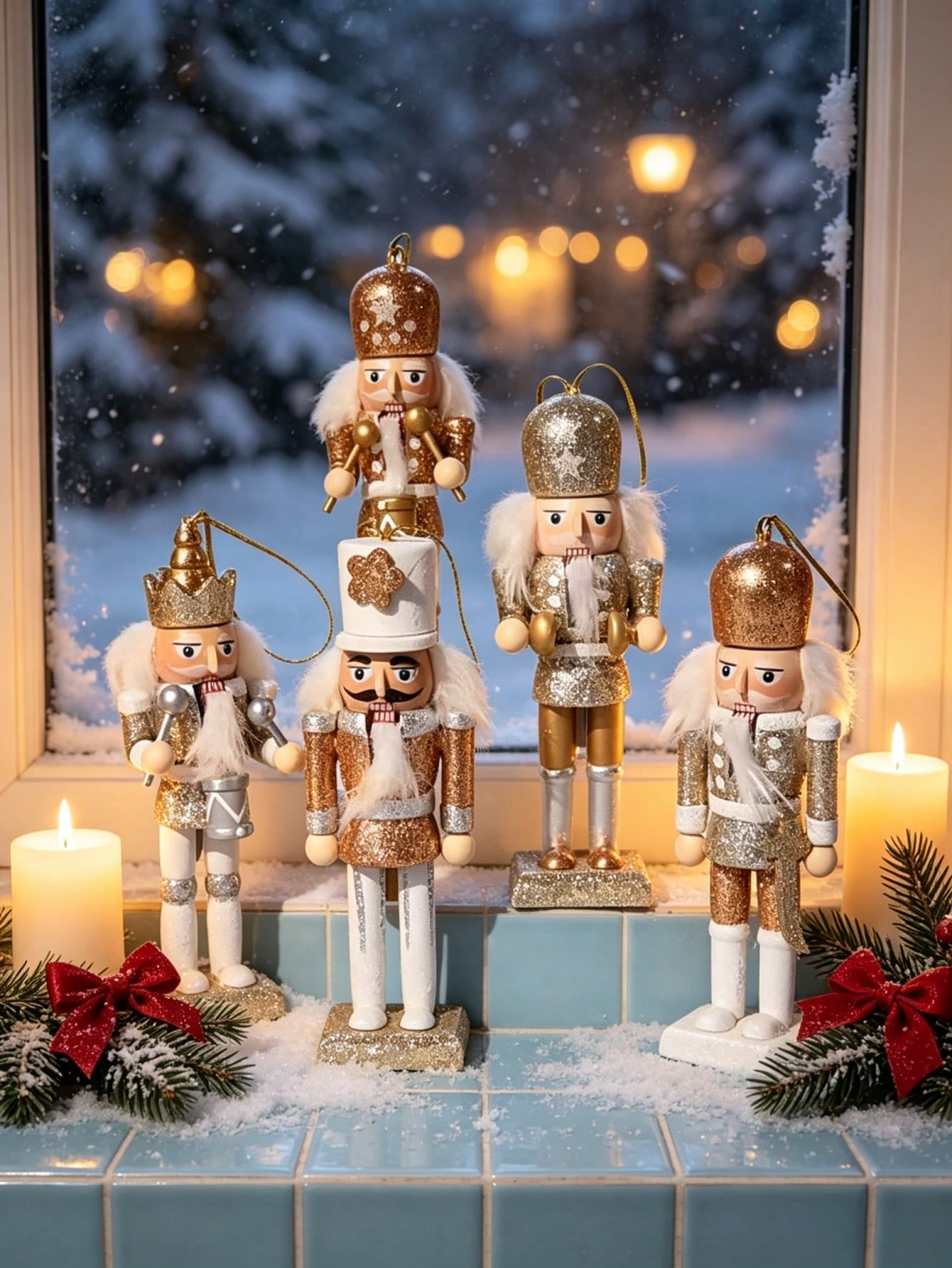 Zestaw 5 drewnianych ozdób w k – Nutcracker Figurine recenzja i cena